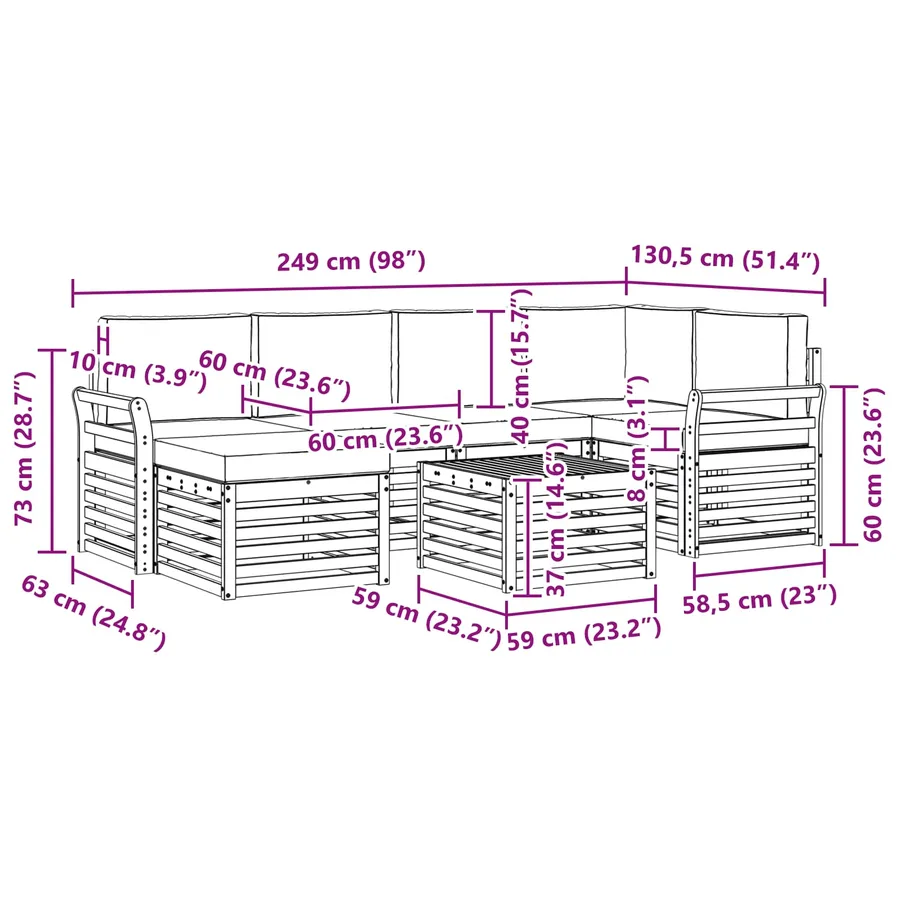 Ensemble de canapés d'extérieur 7 pcs Blanc et gris clair - 8