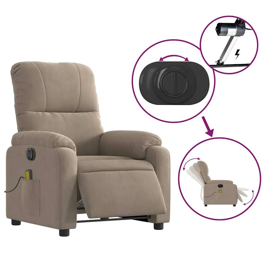 Fauteuil inclinable de massage électrique taupe - 6