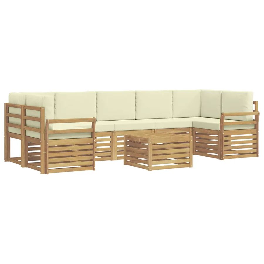 Ensemble de canapés d'extérieur 8 pcs Blanc et crème Polyester - 2