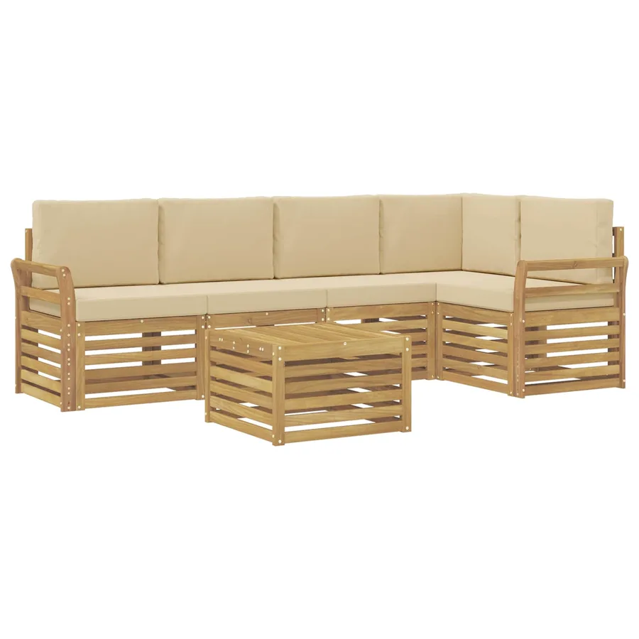Ensemble de canapés d'extérieur 6 pcs Blanc et Beige - 2