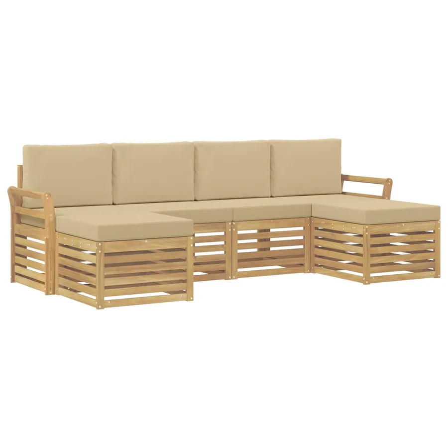 Ensemble de canapés d'extérieur 6 pcs Blanc et Beige - 2