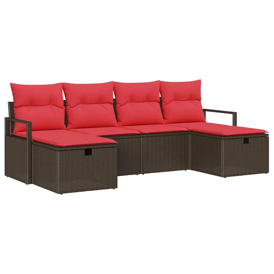 Ensemble de Canapés avec coussin 5 pcs polyrotin - 2