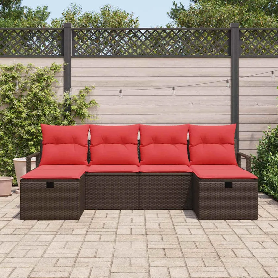 Ensemble de Canapés avec coussin 5 pcs polyrotin - 3