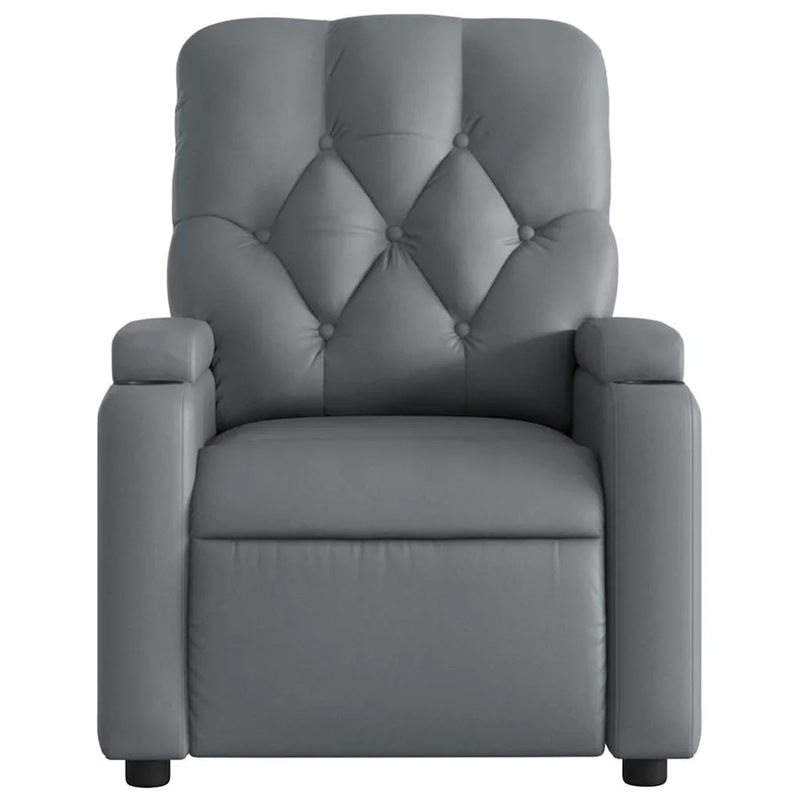 Fauteuil de massage inclinable électrique gris similicuir - 9