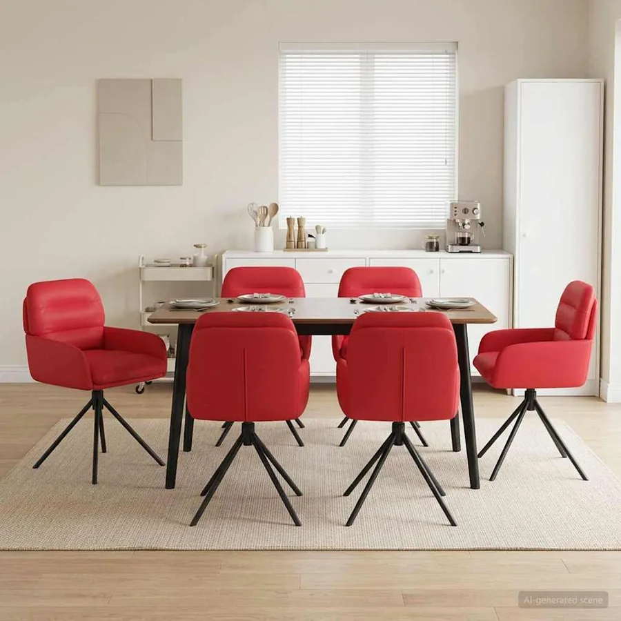 Chaises de salle à manger pivotantes 6 pcs Simili cuir Rouge
