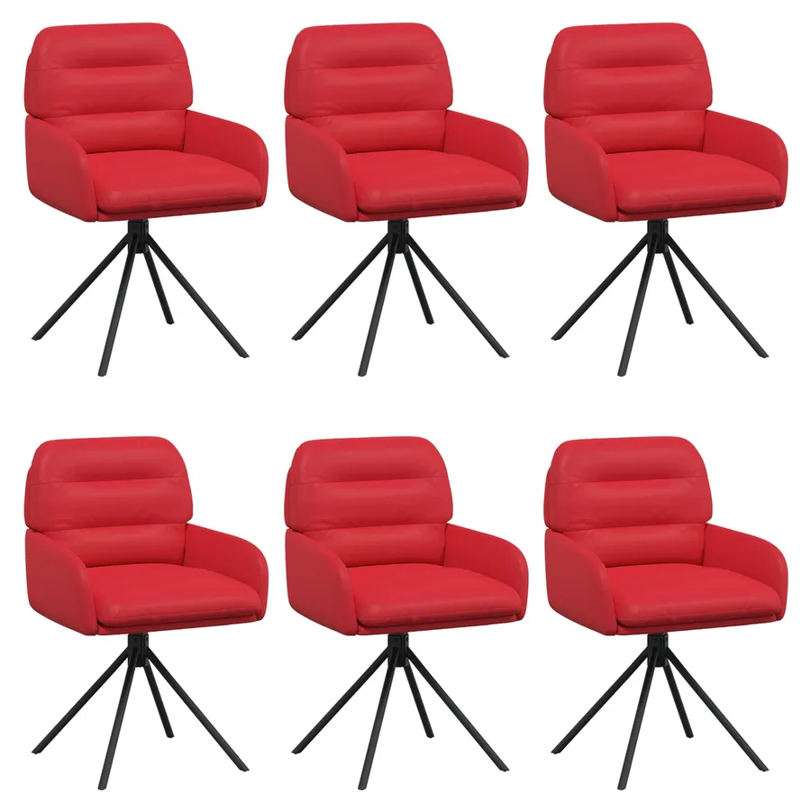Chaises de salle à manger pivotantes 6 pcs Simili cuir Rouge - 2