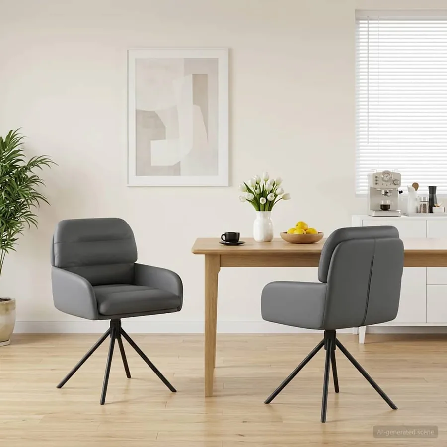 Chaises de salle à manger pivotantes 2 pcs Simili cuir Gris