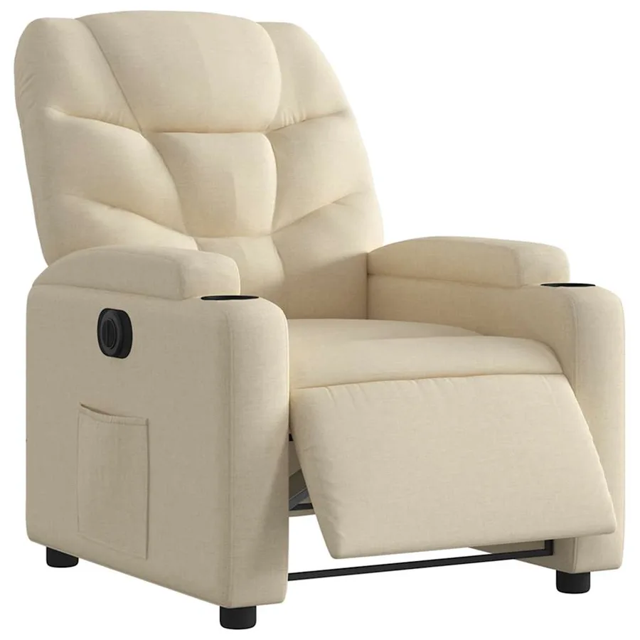 Fauteuil inclinable électrique Crème Tissu - 3