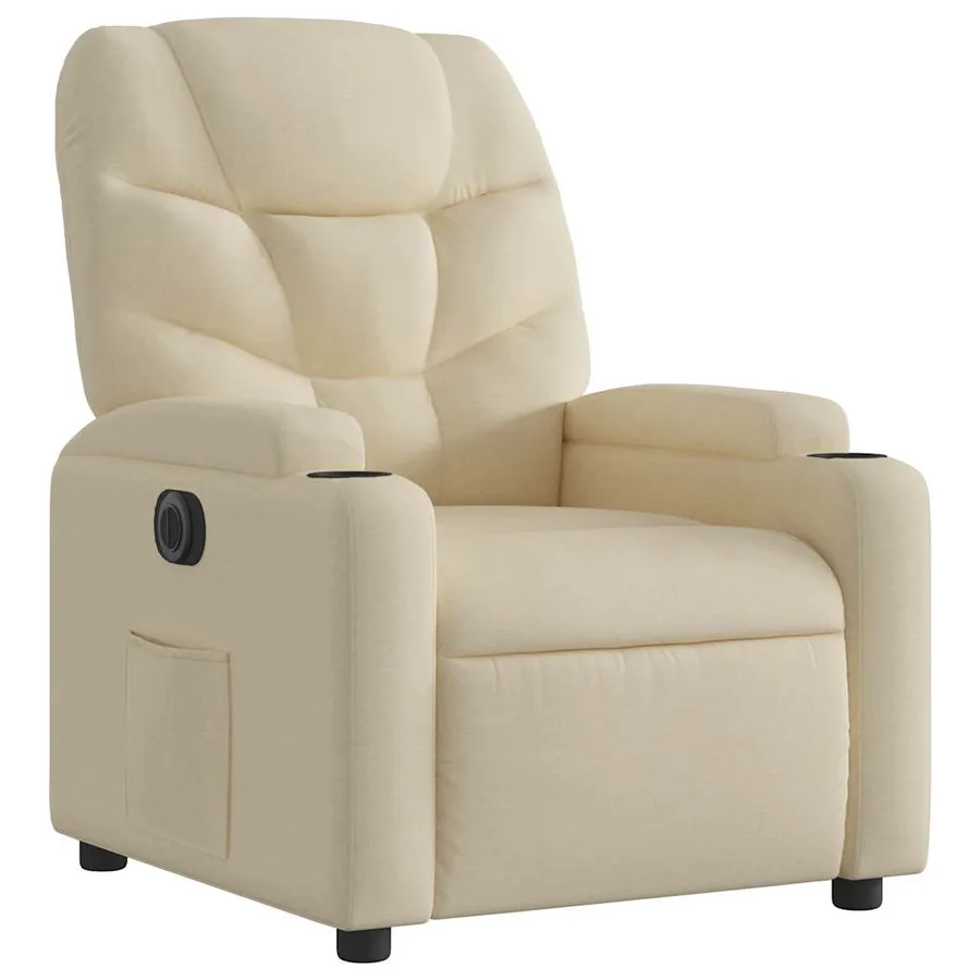 Fauteuil inclinable électrique Crème Tissu - 4