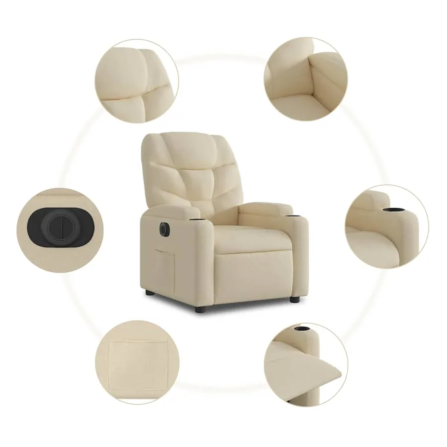 Fauteuil inclinable électrique Crème Tissu - 8