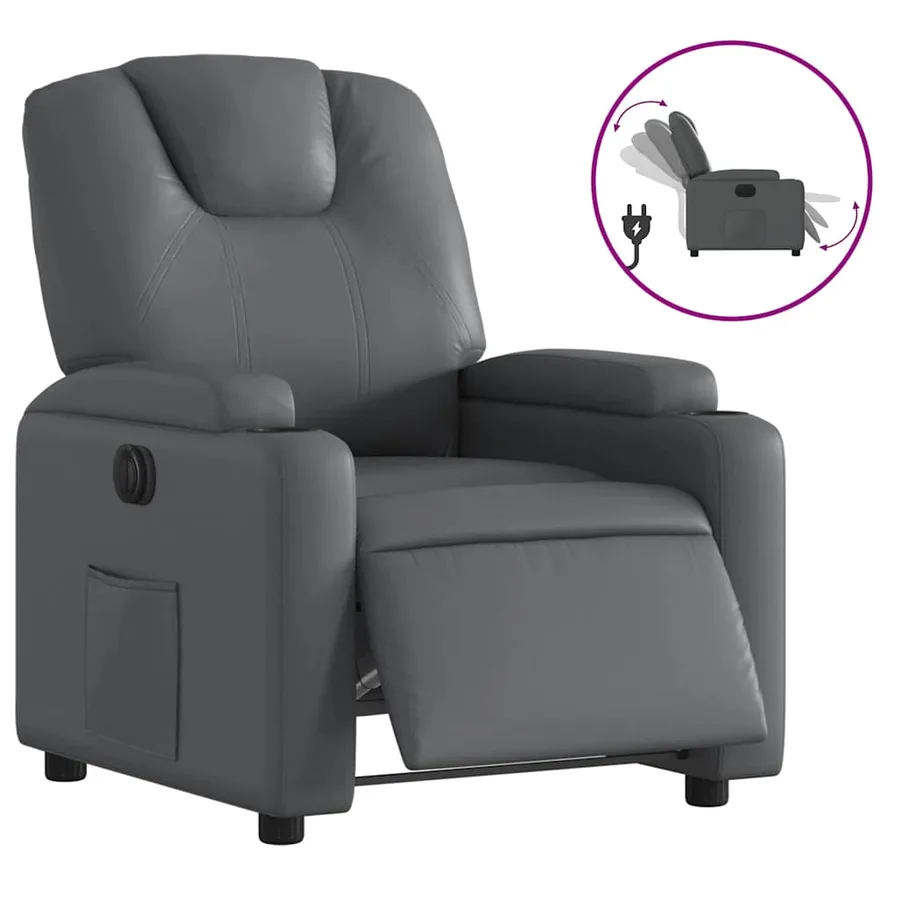 Fauteuil inclinable électrique Gris Similicuir - 2