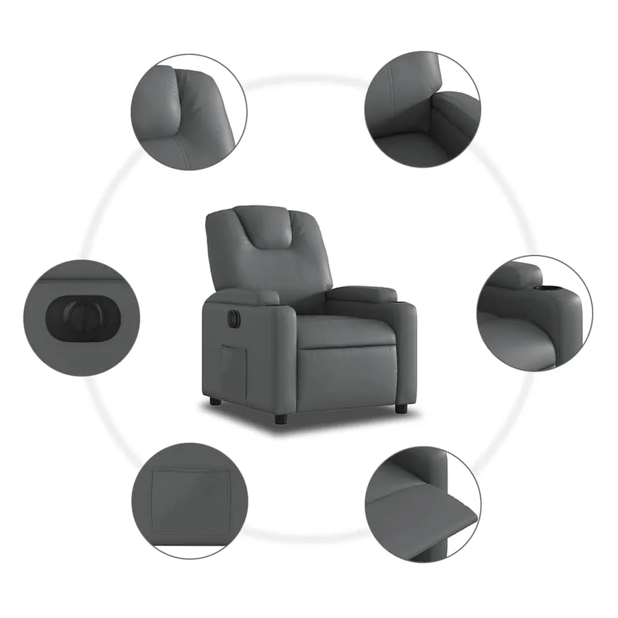 Fauteuil inclinable électrique Gris Similicuir - 8