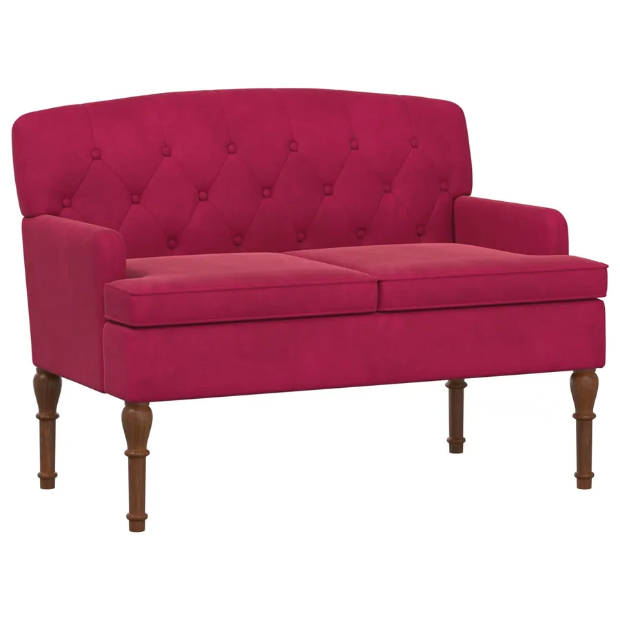 Canapé love seat avec capitonnage en boutons Bordeaux Velours - 2