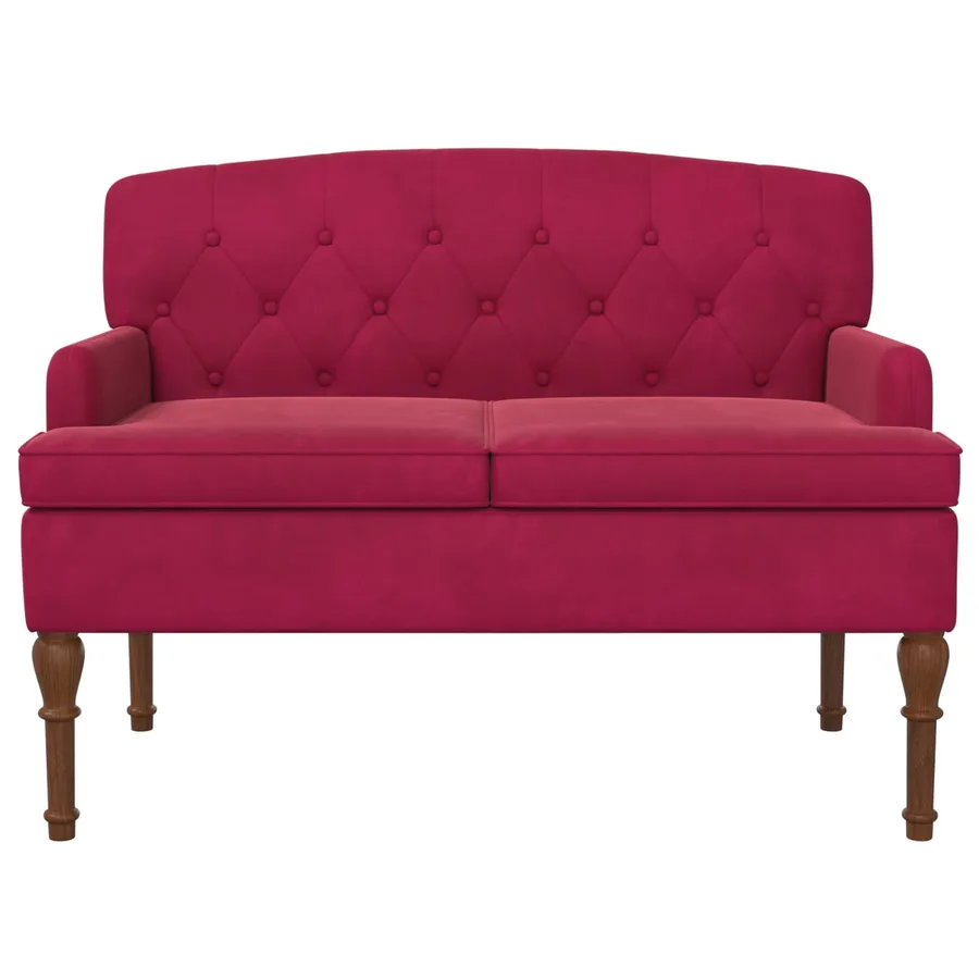 Canapé love seat avec capitonnage en boutons Bordeaux Velours - 3
