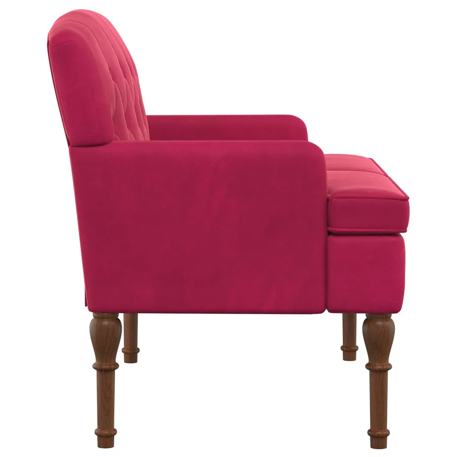 Canapé love seat avec capitonnage en boutons Bordeaux Velours - 4