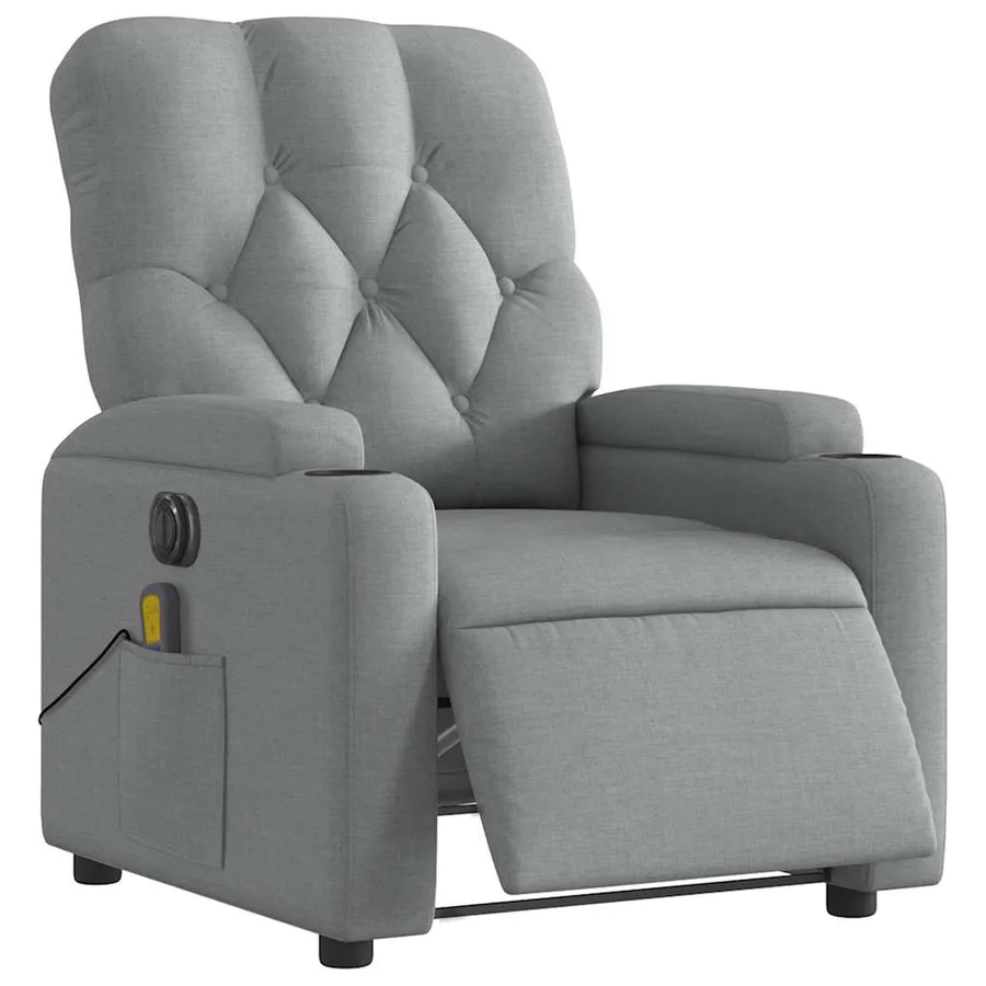Fauteuil de massage inclinable électrique gris clair tissu - 3