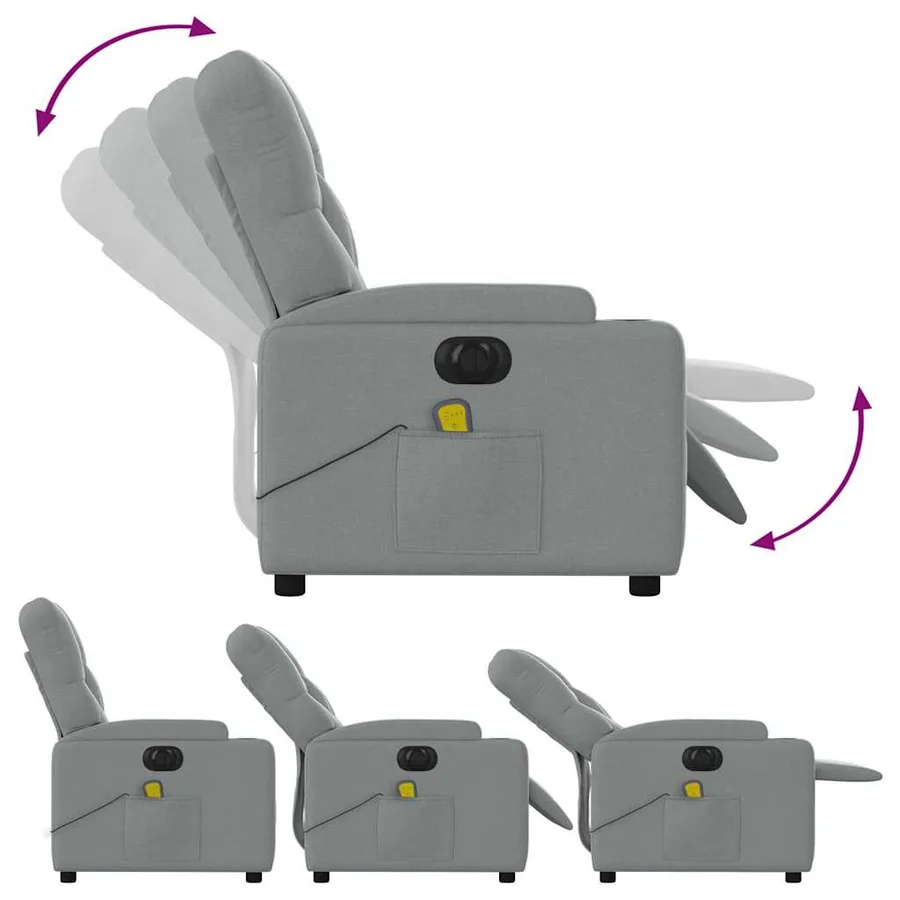 Fauteuil de massage inclinable électrique gris clair tissu - 7