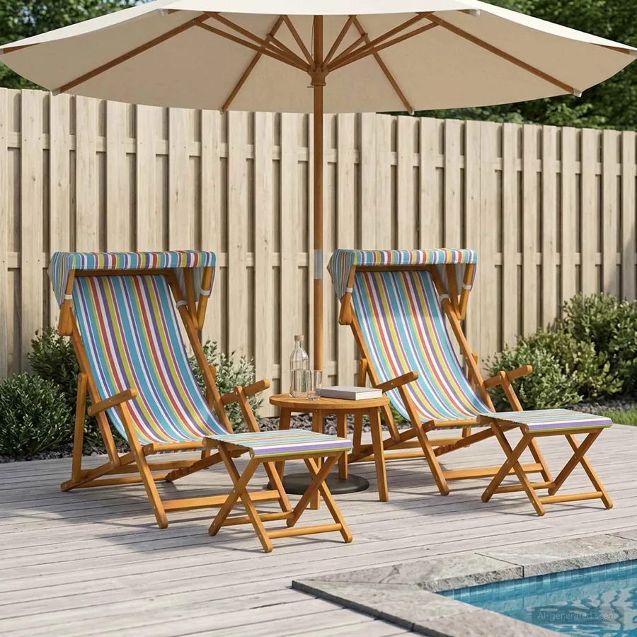 Chaise Longue 4 pcs 3 Position Bois d'eucalyptus massif