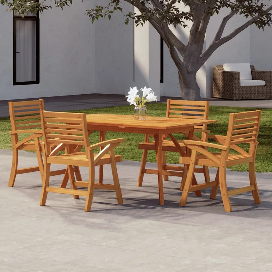 Ensemble à manger de jardin 5 pcs Bois d'acacia solide