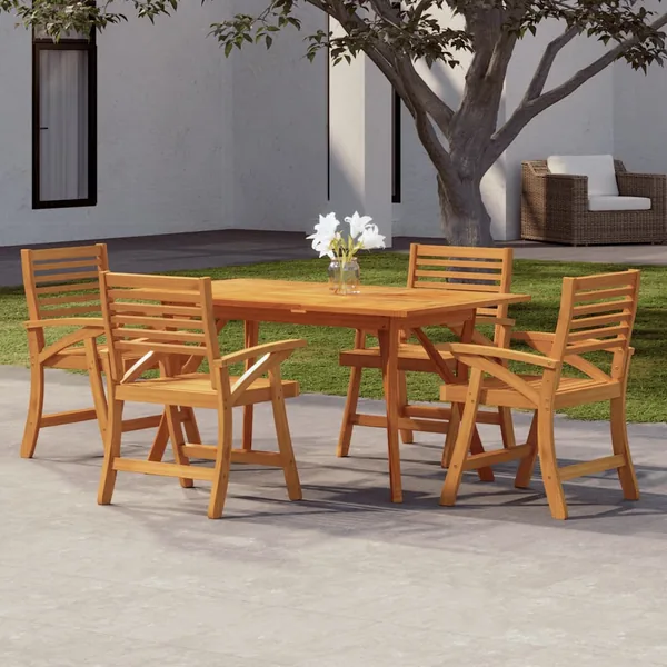 Ensemble à manger de jardin 5 pcs Bois d'acacia solide