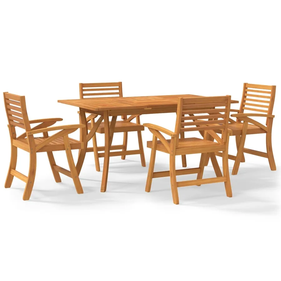 Ensemble à manger de jardin 5 pcs Bois d'acacia solide - 2