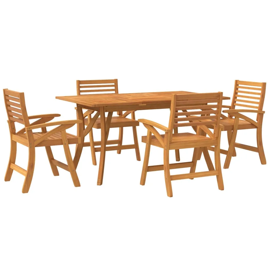 Ensemble à manger de jardin 5 pcs Bois d'acacia solide - 3