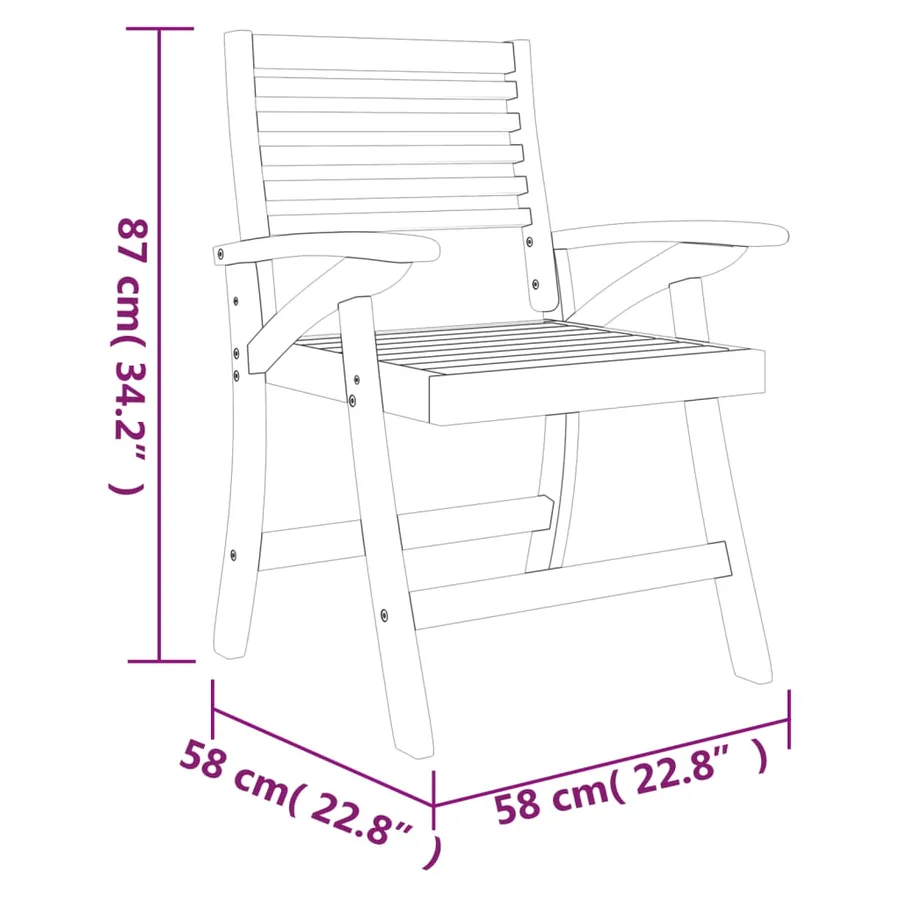 Ensemble à manger de jardin 3 pcs Bois d'acacia solide - 9