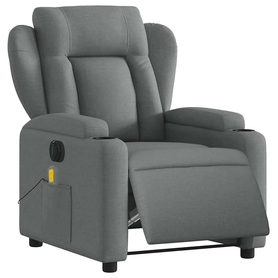 Fauteuil inclinable de massage électrique gris foncé tissu - 3