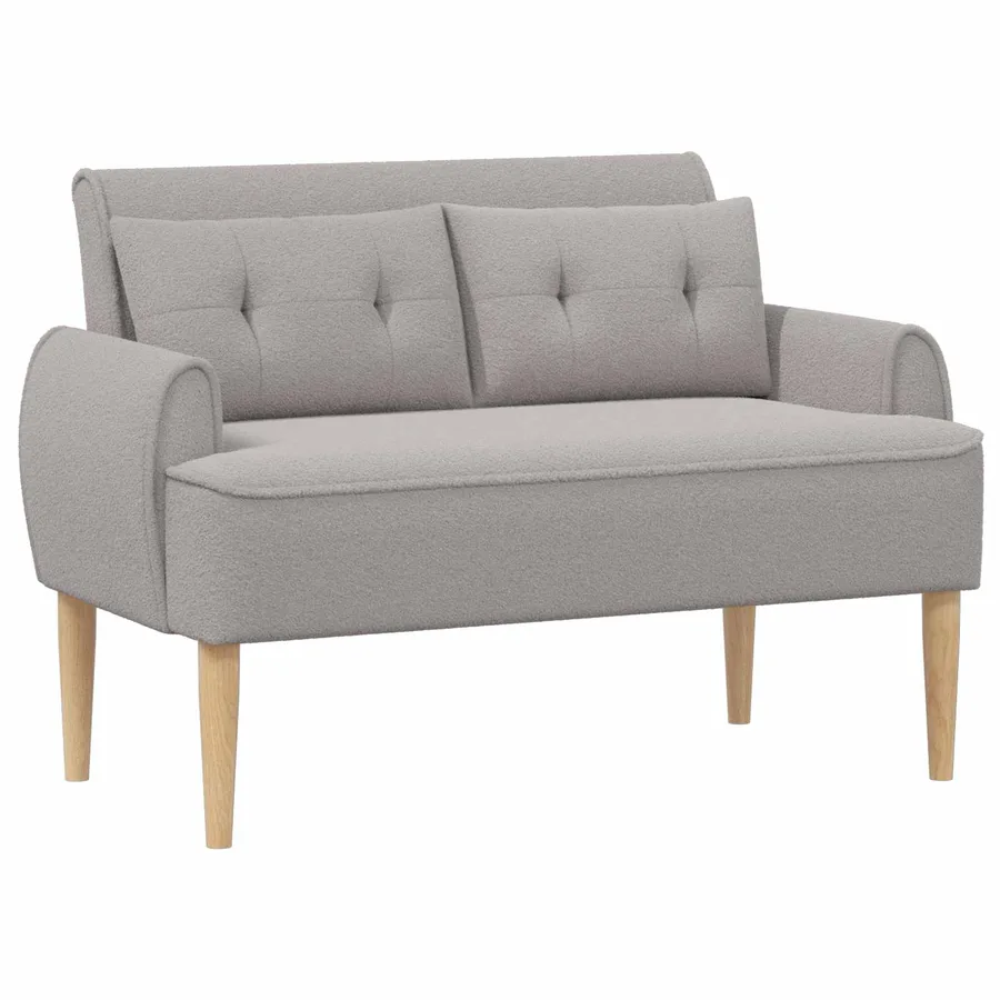 Canapé love seat avec capitonnage en boutons Gris clair Bouclé - 2