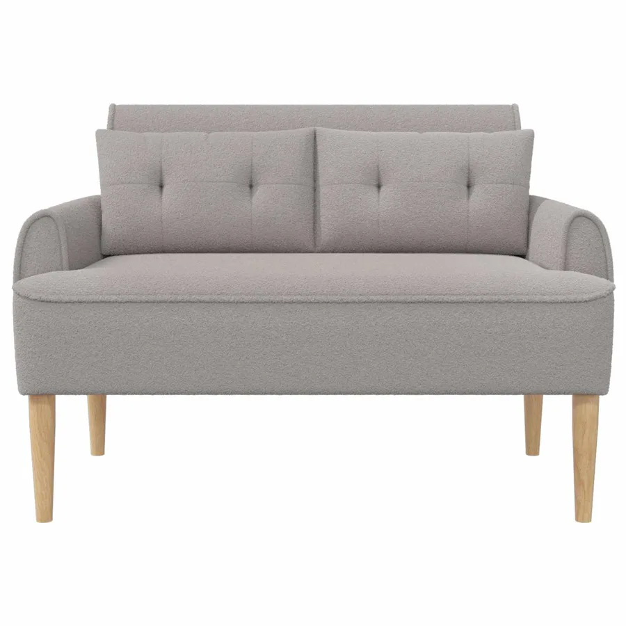 Canapé love seat avec capitonnage en boutons Gris clair Bouclé - 3