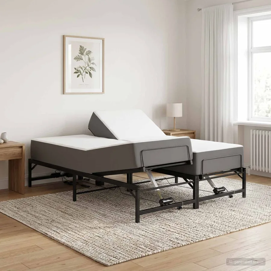 Cadre de Lit Électrique Réglable Noir 140 x 200 cm Acier