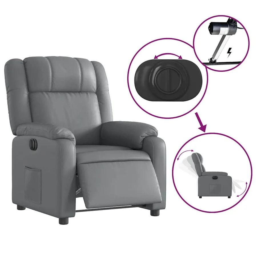 Fauteuil inclinable électrique Gris Similicuir - 6