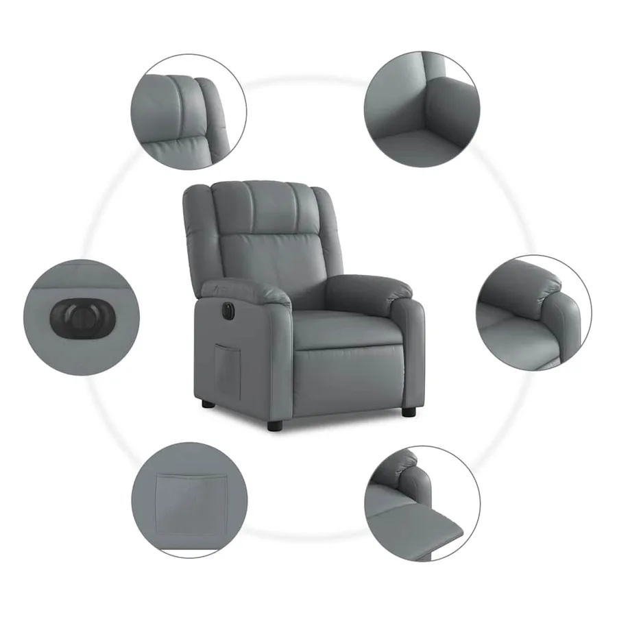Fauteuil inclinable électrique Gris Similicuir - 8
