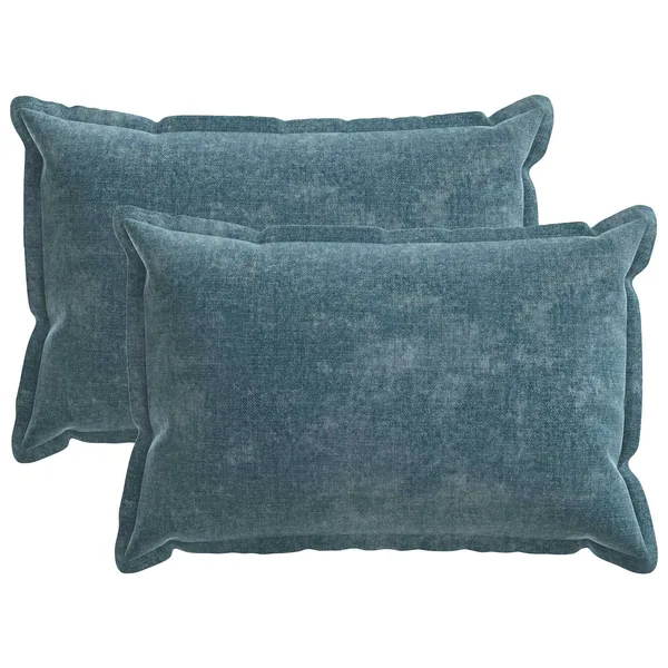 Housse de coussin 2 pcs HOUTEN Bleu 50 x 75 cm Tissu Chenille