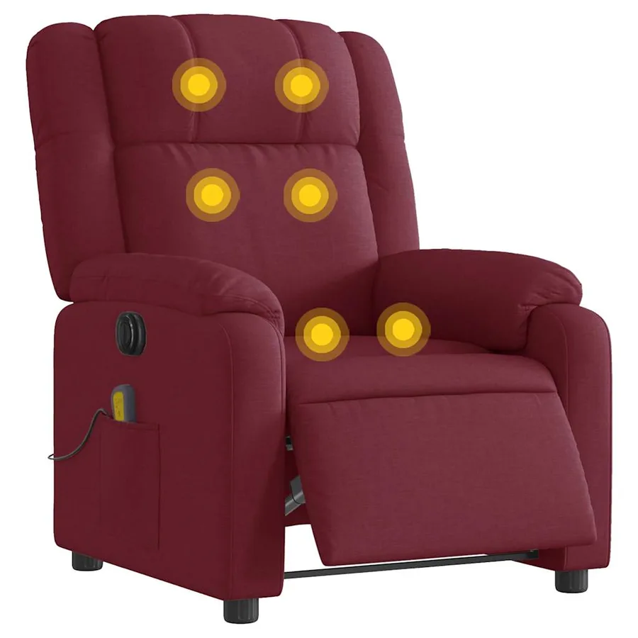 Fauteuil de massage inclinable électrique Rouge bordeaux Tissu - 3