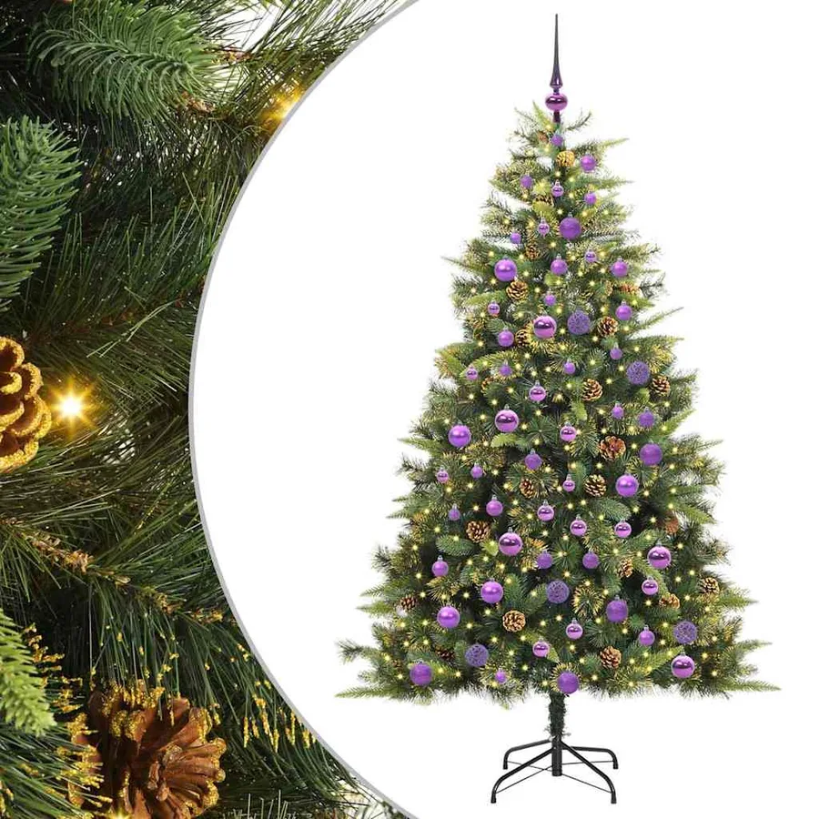 Sapin de Noël artificiel avec branches pliables et cônes 180 cm - 2