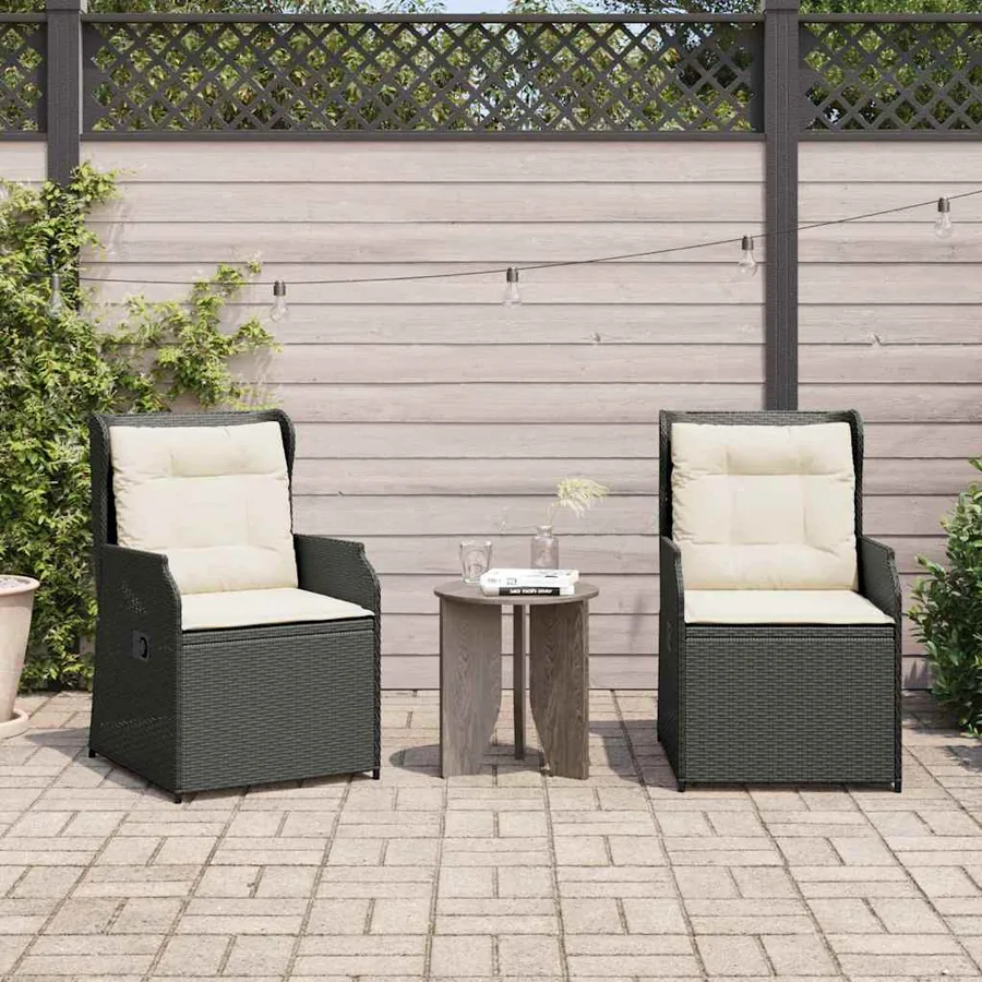 Banc de jardin 2 pcs Noir polyrotin
