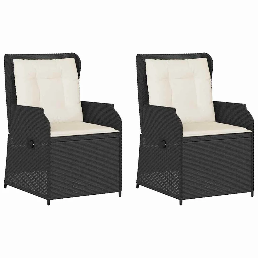 Banc de jardin 2 pcs Noir polyrotin - 2