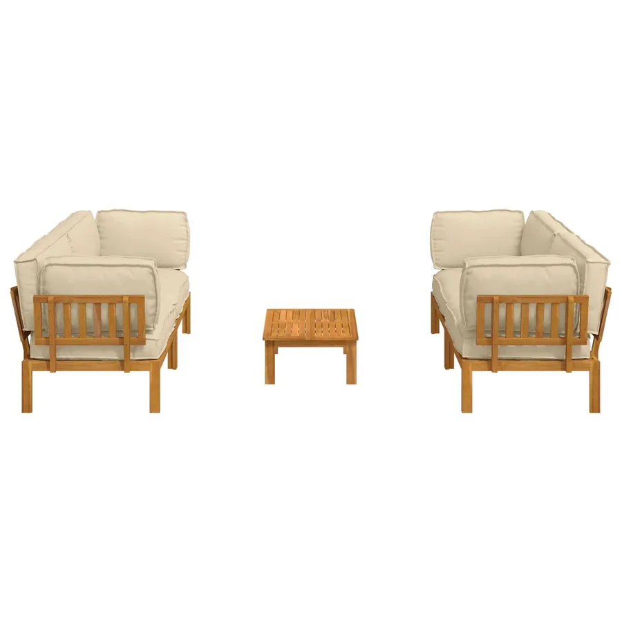 Ensemble de Canapés Uni 5 pcs Beige Bois d'Acacia Massif - 8