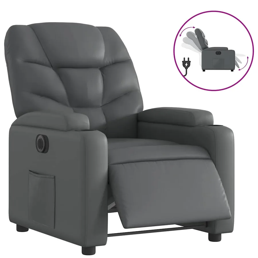 Fauteuil inclinable électrique Gris Similicuir - 2