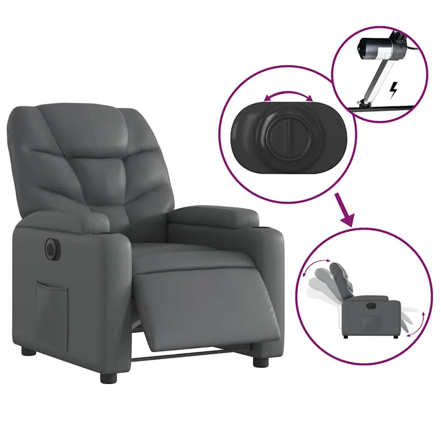 Fauteuil inclinable électrique Gris Similicuir - 6