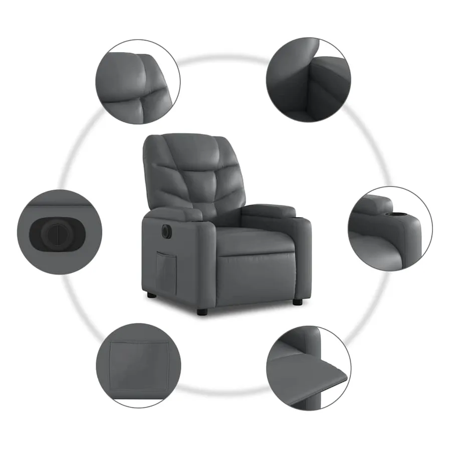 Fauteuil inclinable électrique Gris Similicuir - 8
