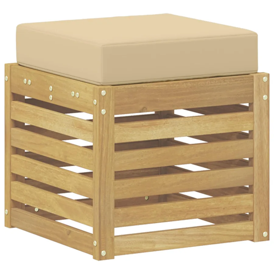 Banc de Jardin Blanc 43 x 43 x 45 cm Bois d'Acacia Massif - 2