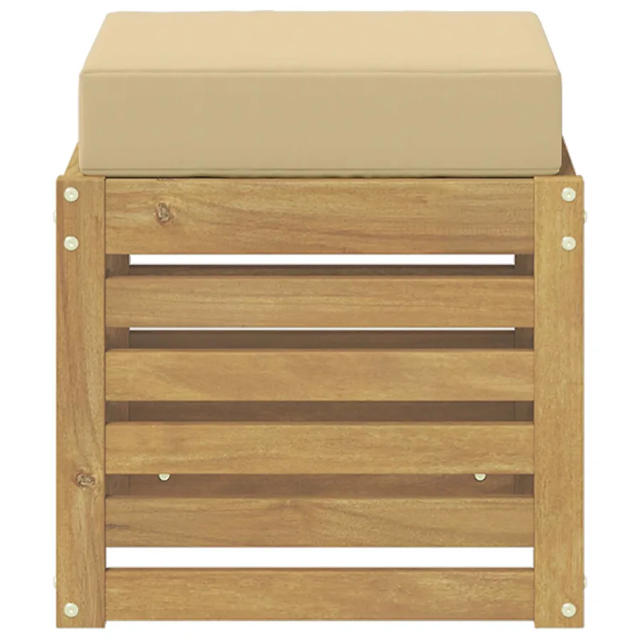 Banc de Jardin Blanc 43 x 43 x 45 cm Bois d'Acacia Massif - 3