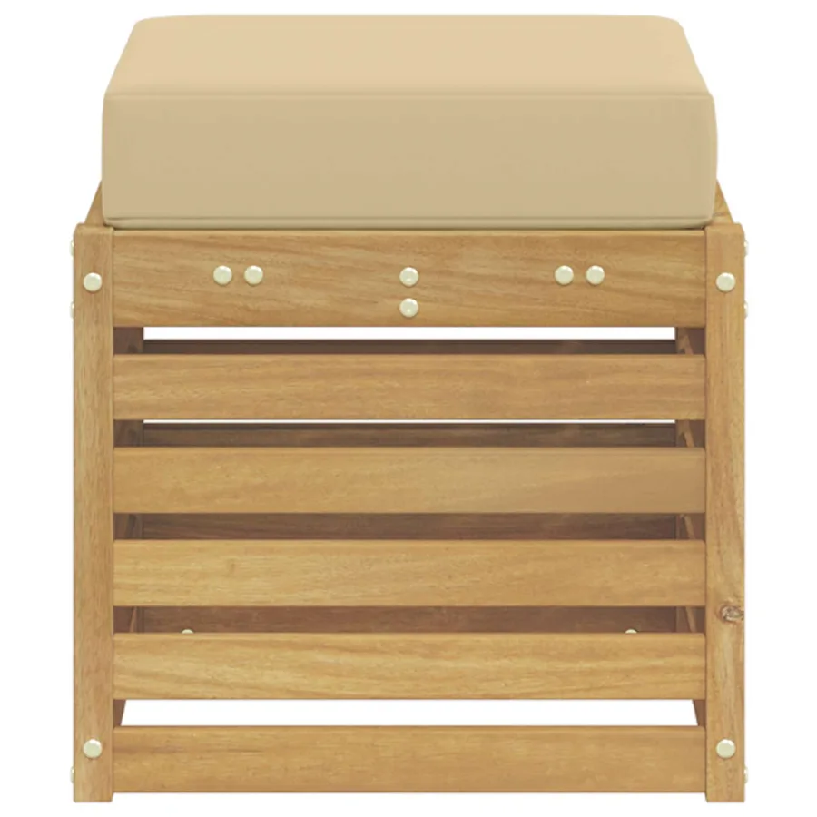 Banc de Jardin Blanc 43 x 43 x 45 cm Bois d'Acacia Massif - 4