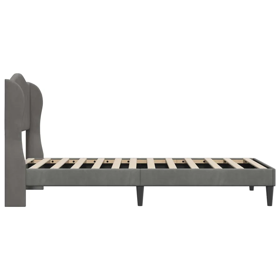 Cadre de lit avec tête de lit Gris foncé 90 x 190 cm Velours - 5