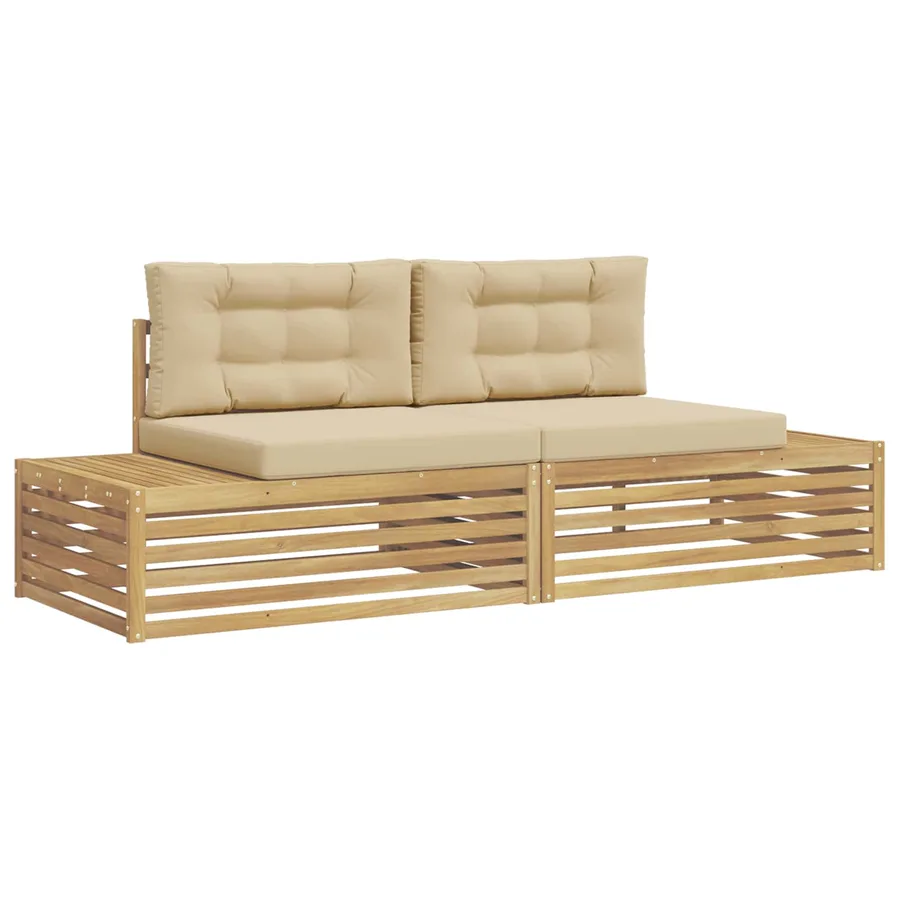 2 pcs Ensemble de canapés d'extérieur Polyester Blanc - 2