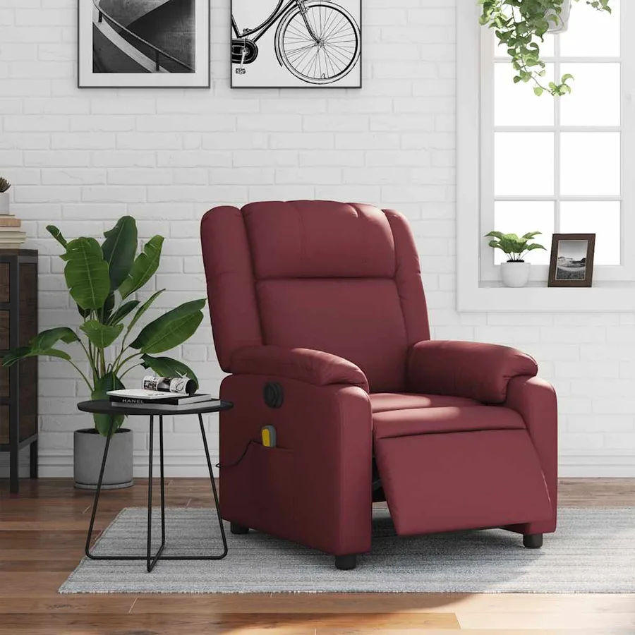 Fauteuil de massage inclinable électrique rouge bordeaux - 15