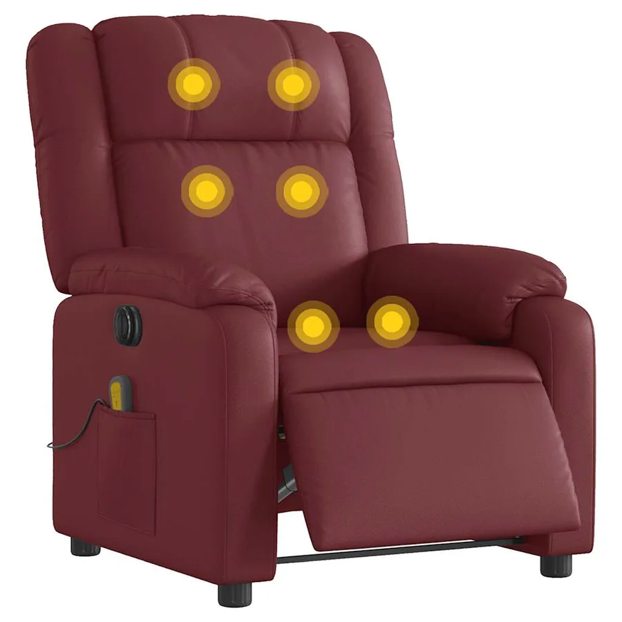 Fauteuil de massage inclinable électrique rouge bordeaux - 3