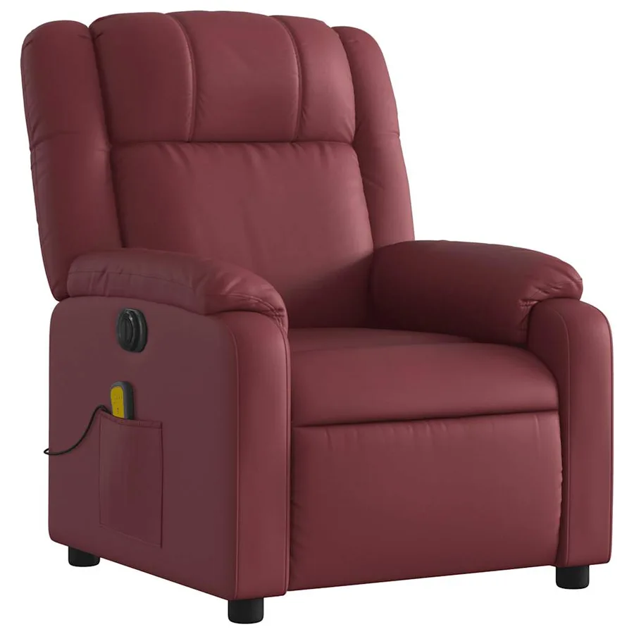 Fauteuil de massage inclinable électrique rouge bordeaux - 4